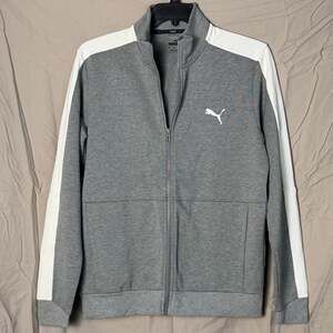 Puma Track/Sweat Jacket men’s medium, nwot gray/white front pockets full zip